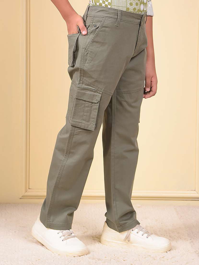 boys solid mid rise cargo  - 22074424 -  Standard Image - 2