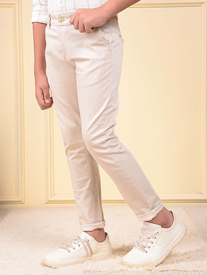 boys solid mid rise slim fit chinos  - 22074425 -  Standard Image - 2