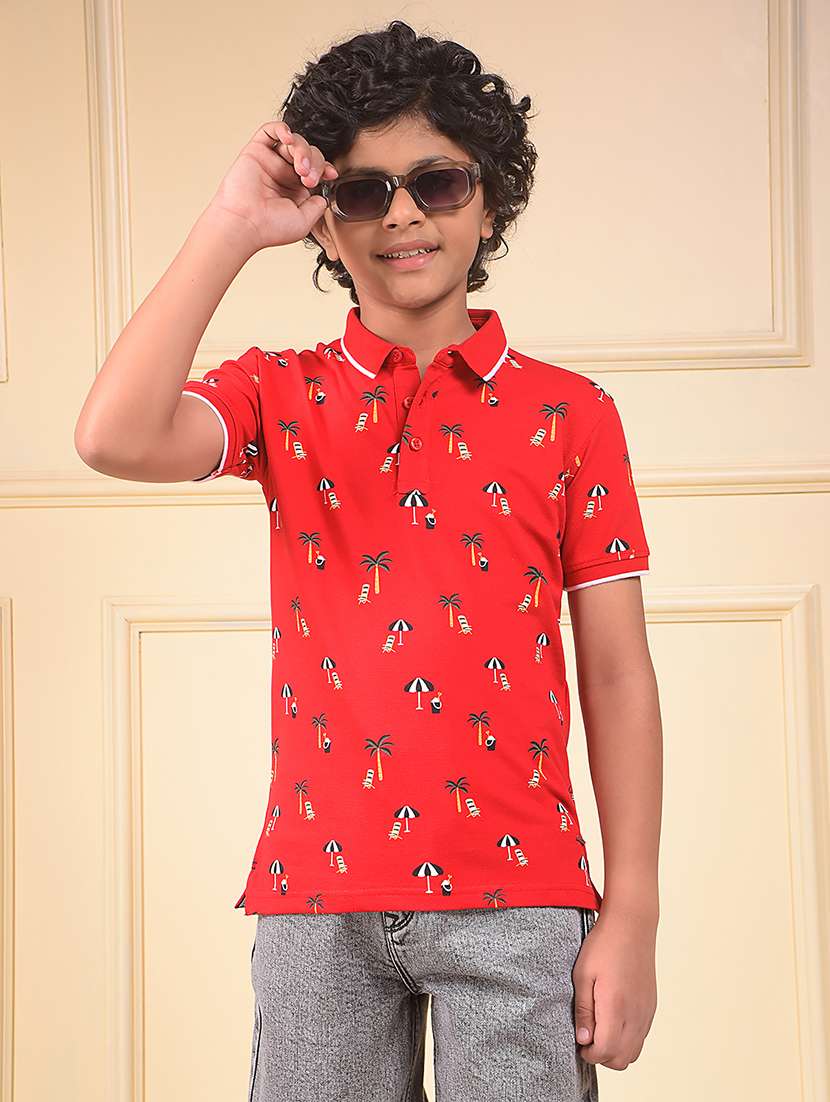 boys printed short sleeve polo t-shirt