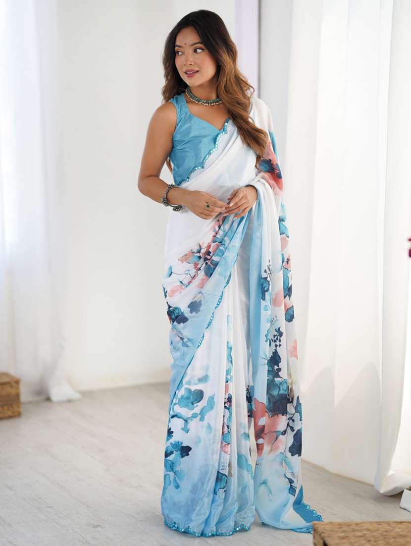 women printed casual wear saree with blouse - 22074459 - Standard Image - 2