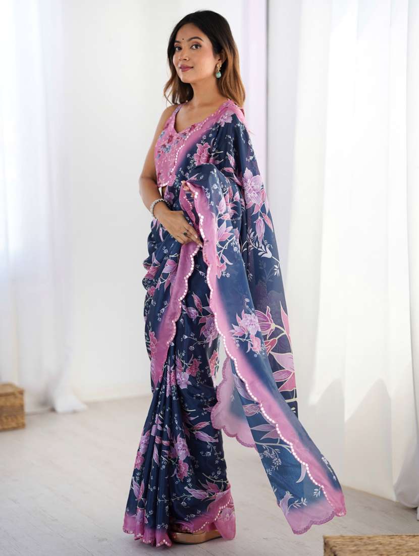 women printed casual wear saree with blouse - 22074460 - Standard Image - 2