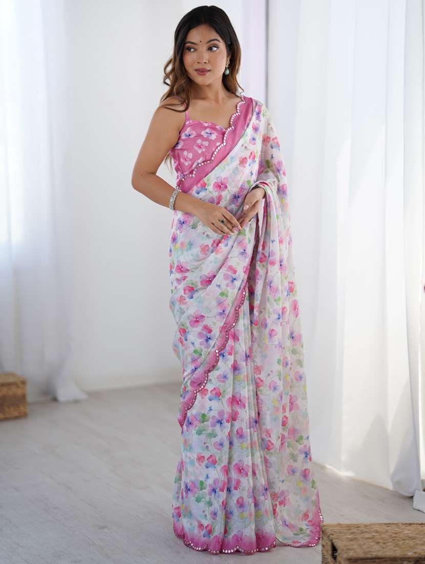 women printed casual wear saree with blouse - 22074466 -  Standard Image - 2
