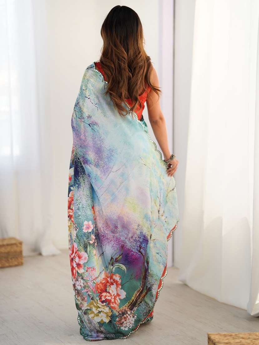 women printed casual wear saree with blouse - 22074472 -  Standard Image - 2