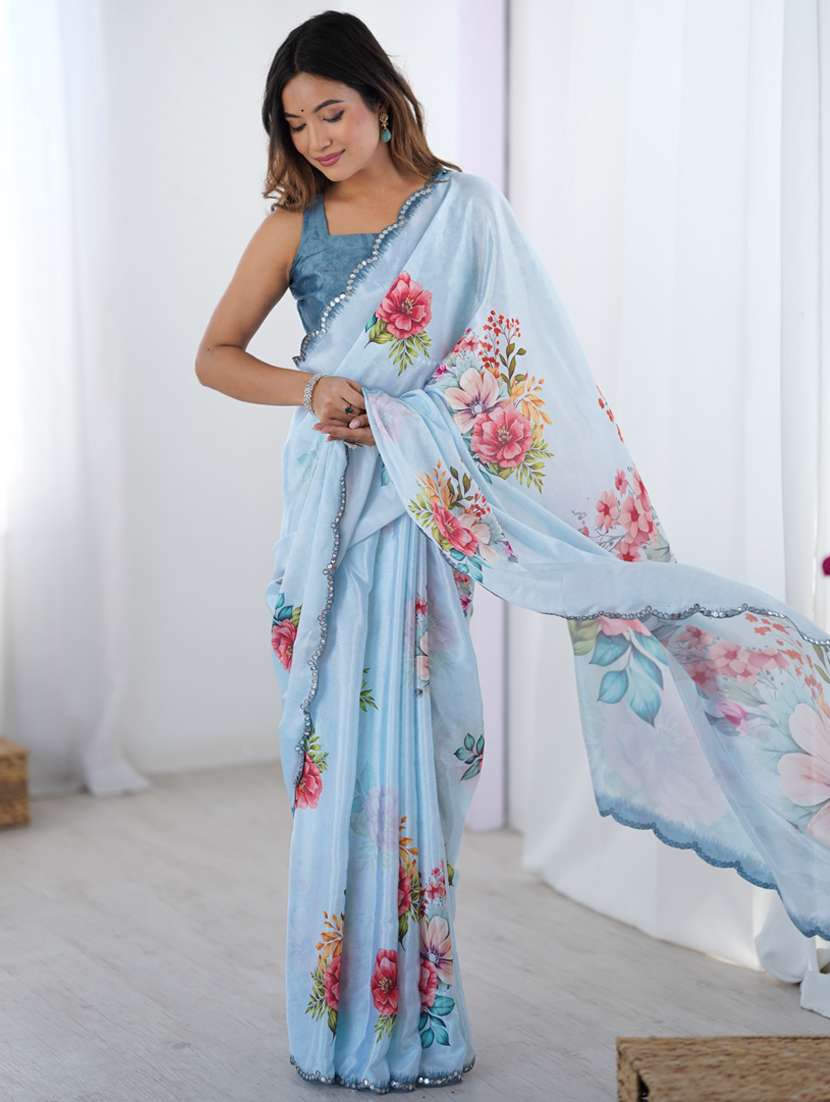 women printed casual wear saree with blouse - 22074475 -  Standard Image - 2