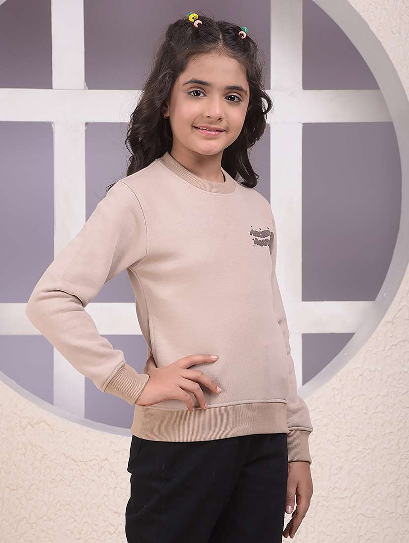 girls solid long sleeve sweatshirt - 22074482 -  Standard Image - 2