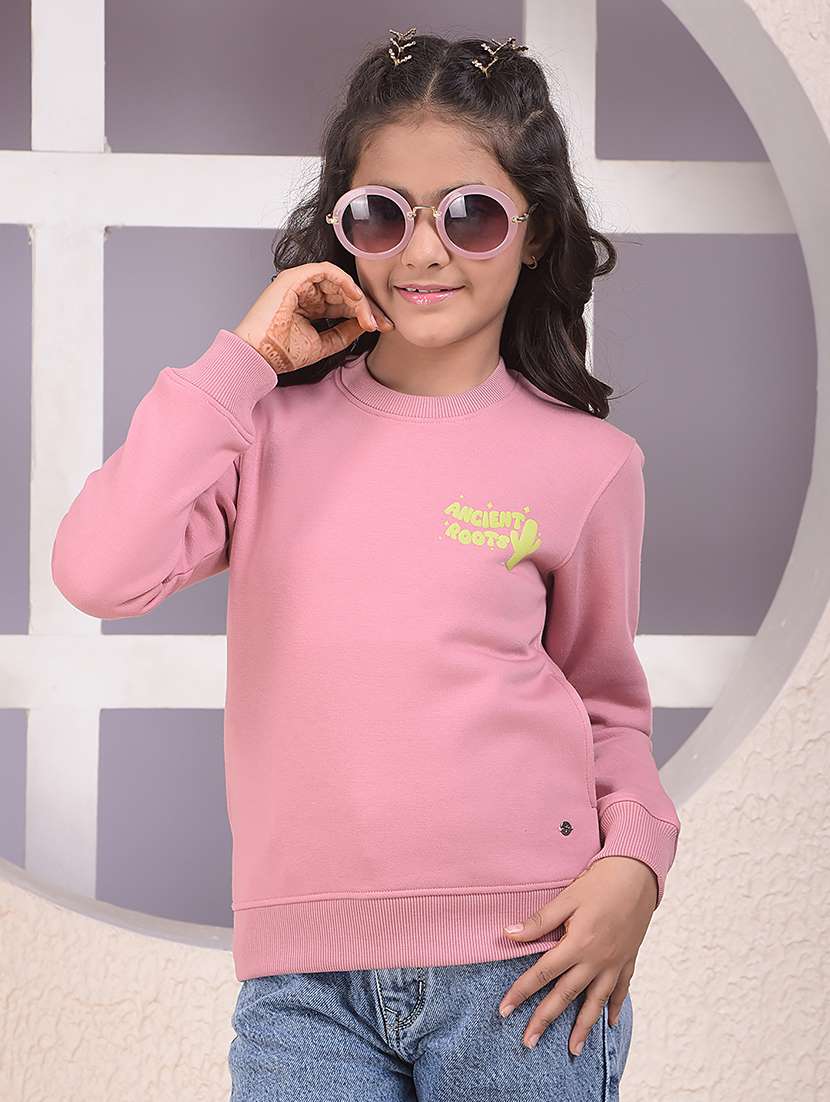 girls solid long sleeve sweatshirt
