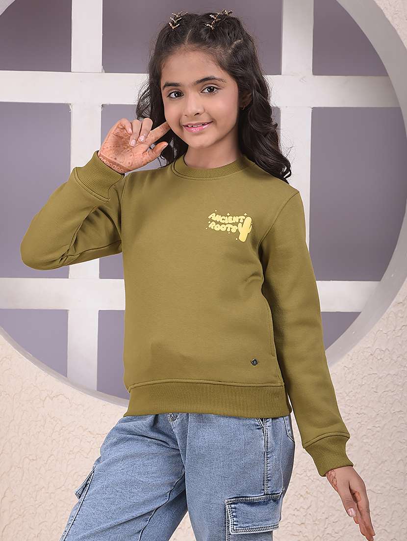 girls solid long sleeve sweatshirt - 22074485 -  Standard Image - 2