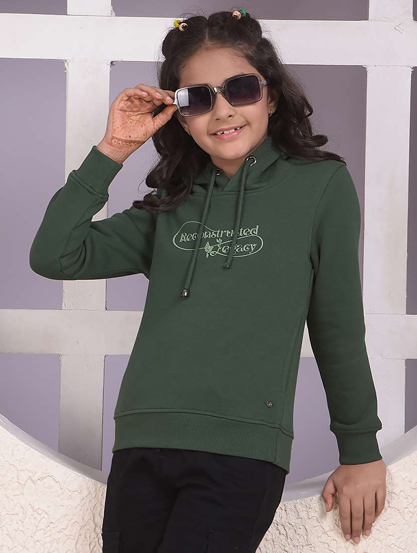 girls printed long sleeve hooded sweatshirt