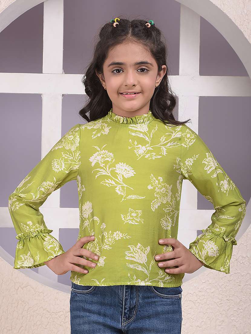girls printed bell sleeve top