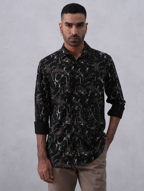 men printed long sleeve regular fit casual shirt - 22074533 - Standard Image - 0