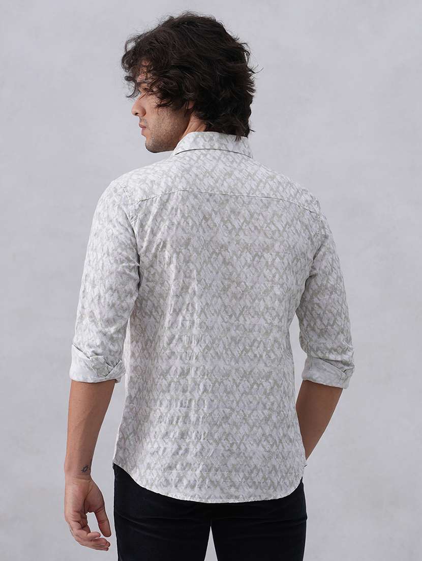 men printed long sleeve slim fit casual shirt - 22074561 -  Standard Image - 2