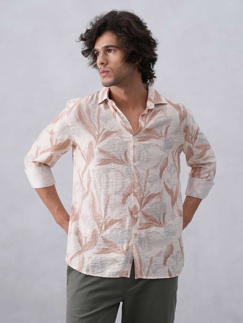 men printed long sleeve regular fit casual shirt - 22074577 - Standard Image - 2