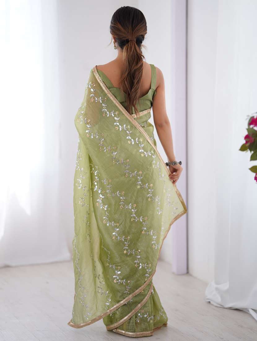 women solid with work embroidered saree with blouse - 22074619 -  Standard Image - 2