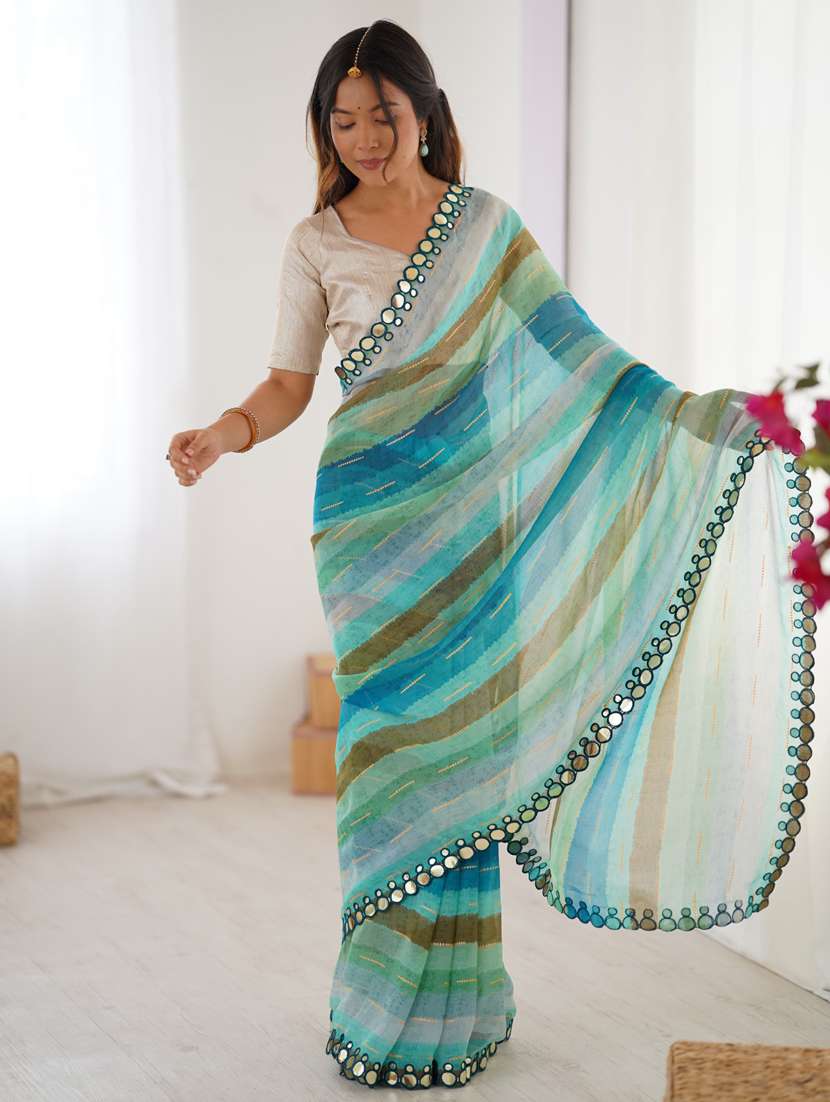 women printed casual wear saree with blouse - 22074622 -  Standard Image - 2