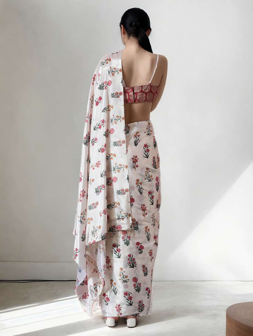 women floral printed ready to wear saree with blouse - 22074636 -  Standard Image - 2