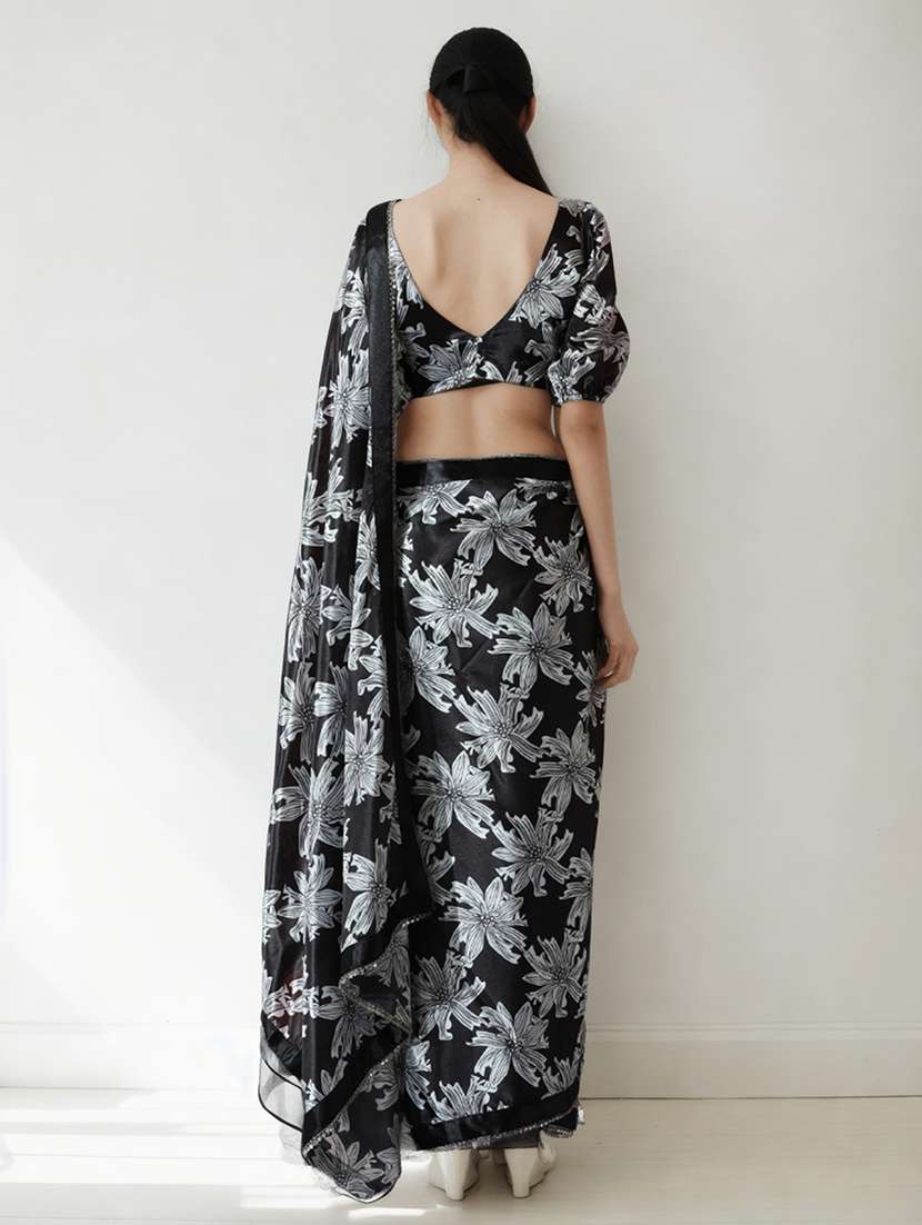 women floral printed ready to wear saree with blouse - 22074638 - Standard Image - 2