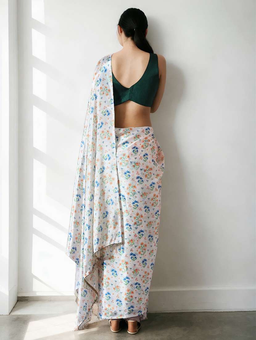 women floral printed ready to wear saree with blouse - 22074639 - Standard Image - 2