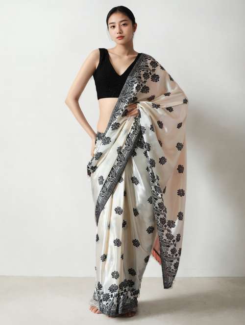 women floral printed ready to wear saree with blouse - 22074642 -  Standard Image - 0