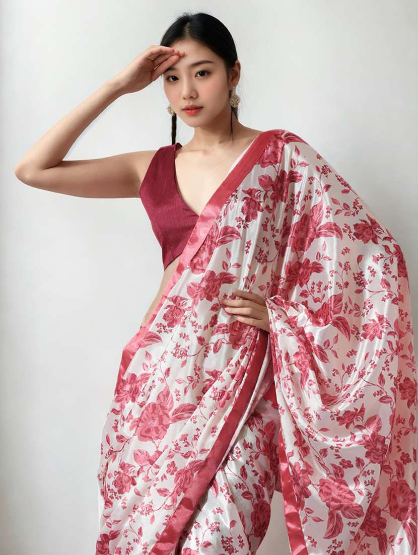 women floral printed ready to wear saree with blouse - 22074644 - Standard Image - 2
