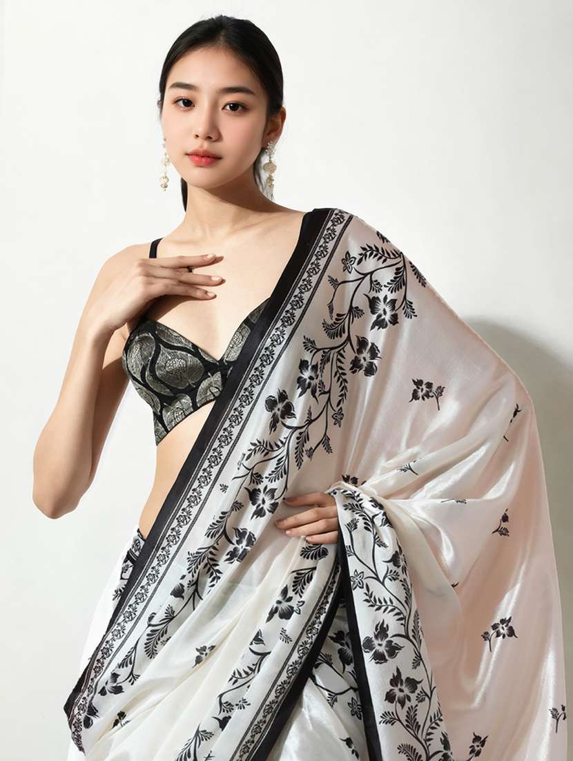 women floral printed ready to wear sareev with blouse - 22074645 - Standard Image - 2