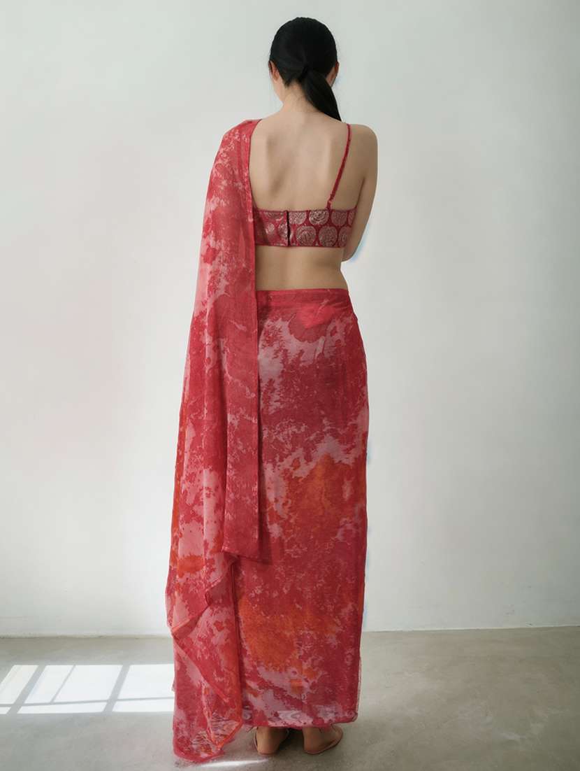 women printed ready to wear saree with blouse - 22074651 - Standard Image - 2