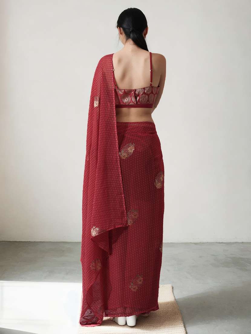 women printed ready to wear saree with blouse - 22074654 - Standard Image - 2
