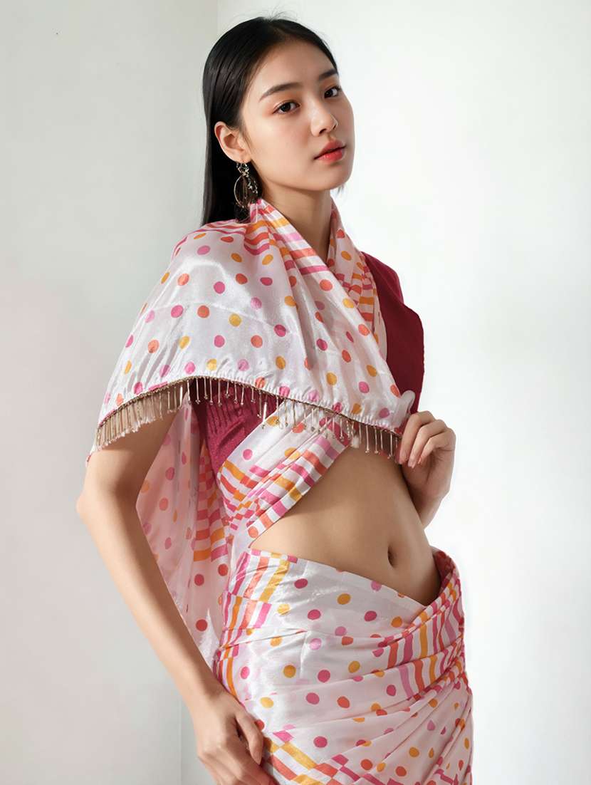 women printed ready to wear saree with blouse - 22074662 -  Standard Image - 2