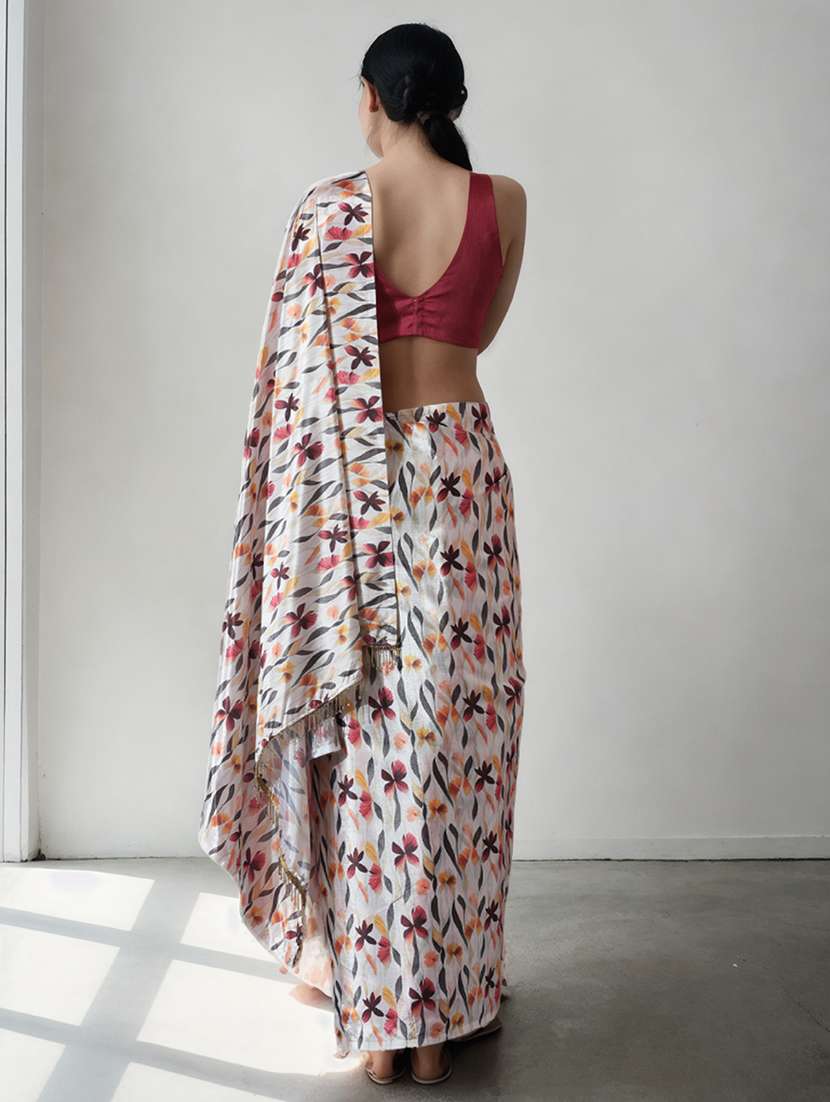 women printed ready to wear saree with blouse - 22074663 - Standard Image - 2