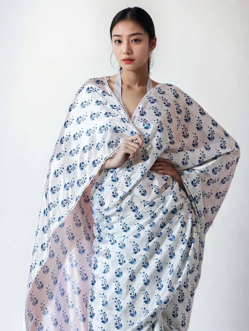 women printed ready to wear saree with blouse - 22074671 - Standard Image - 2
