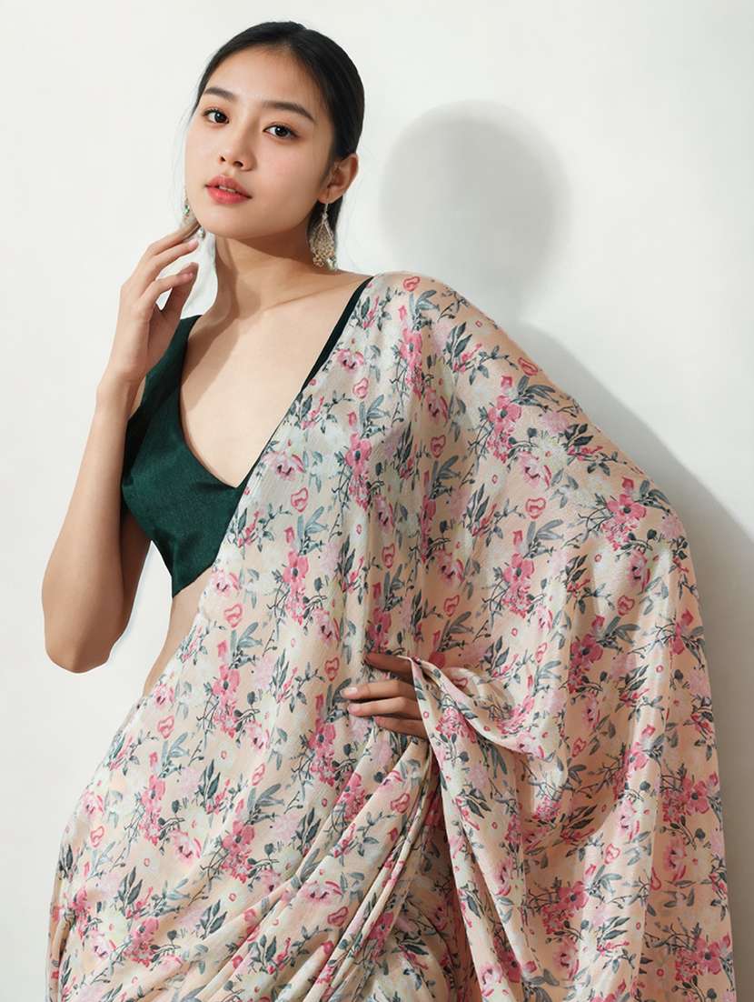women floral printed ready to wear saree with blouse - 22074673 - Standard Image - 2