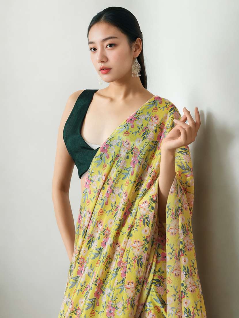women floral printed ready to wear saree with blouse - 22074674 - Standard Image - 2