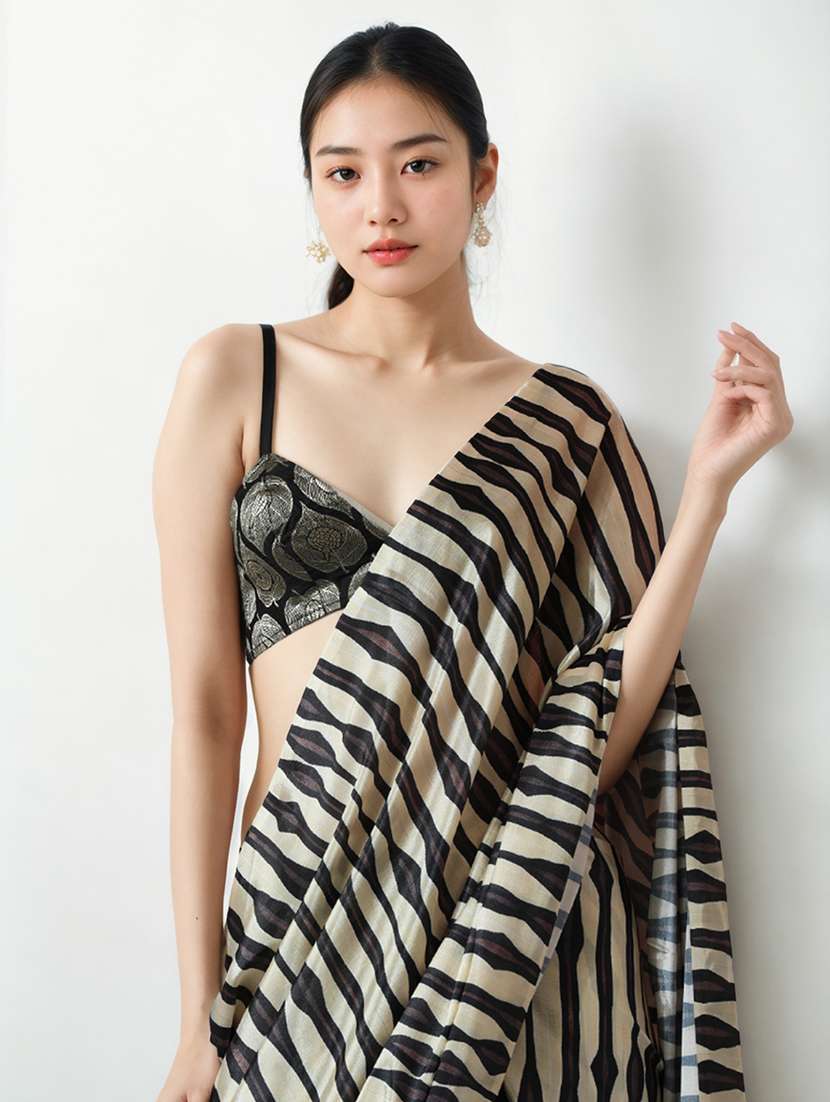 women printed ready to wear saree with blouse - 22074684 - Standard Image - 2