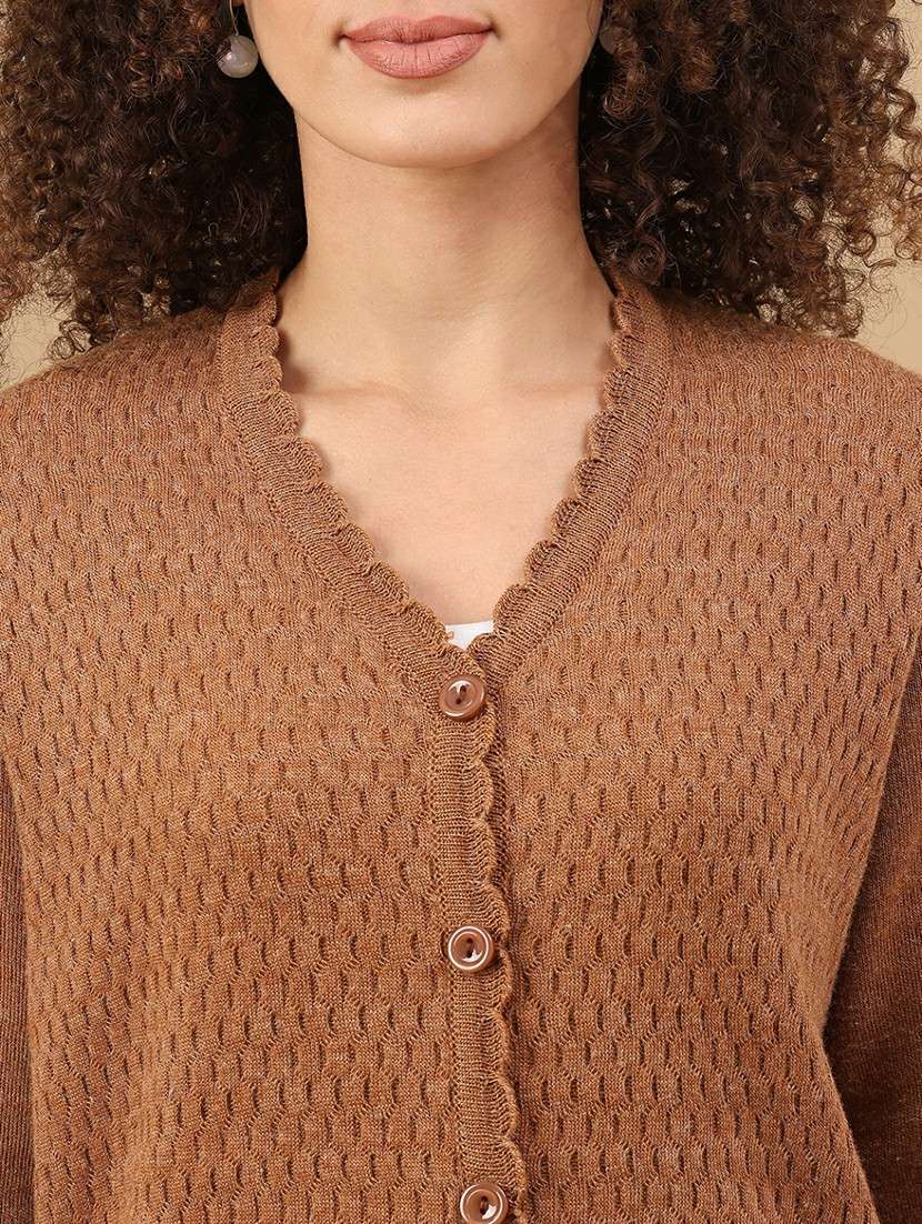 women self design long sleeve cardigan - 22074790 -  Standard Image - 2