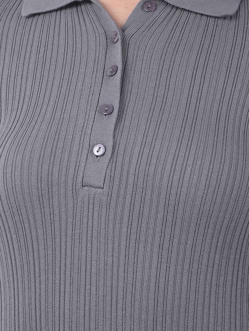 women solid long sleeve collared bodycon dress - 22075357 -  Standard Image - 2