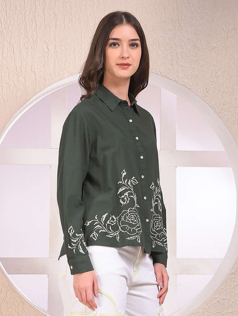 women embroidered long sleeve collared shirt - 22075381 -  Standard Image - 2