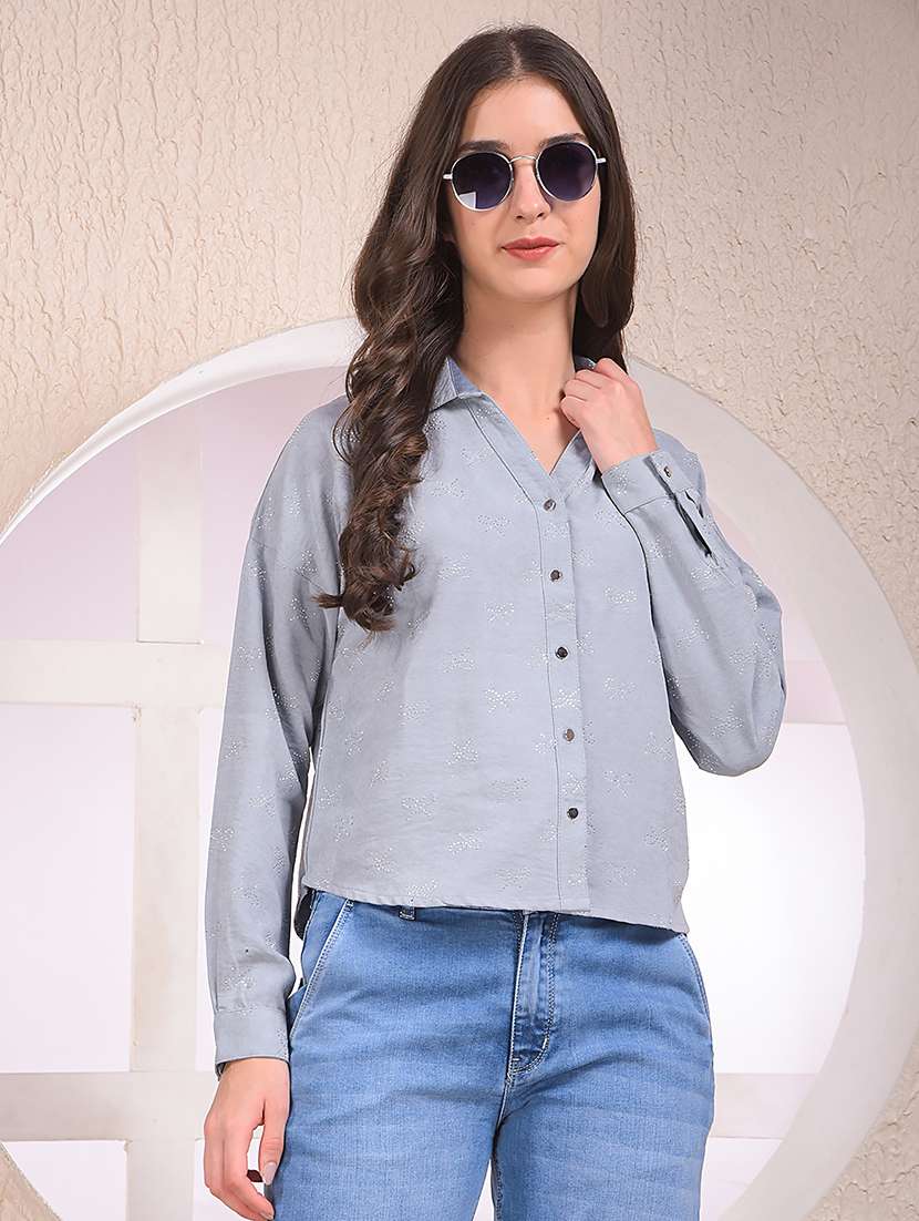 women embellished collared long sleeve shirt - 22075383 - Zoom Image - 0