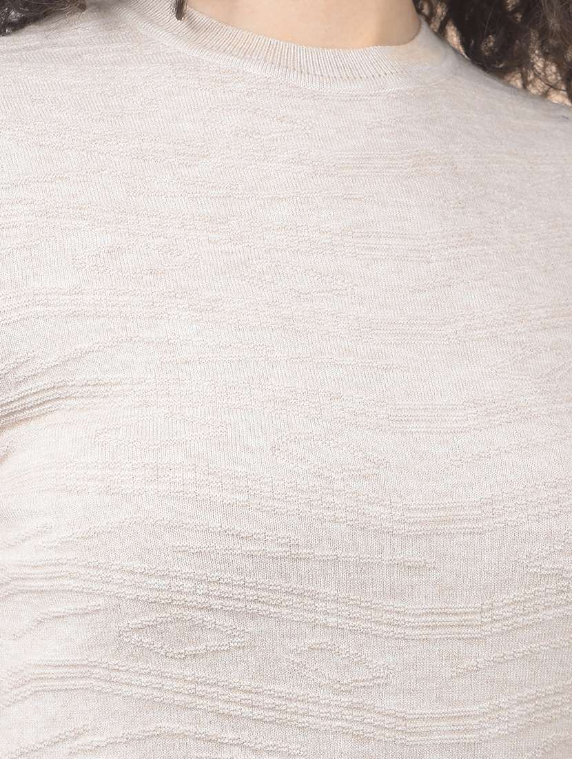 women beige solid long sleeve pullover - 22075397 -  Standard Image - 2