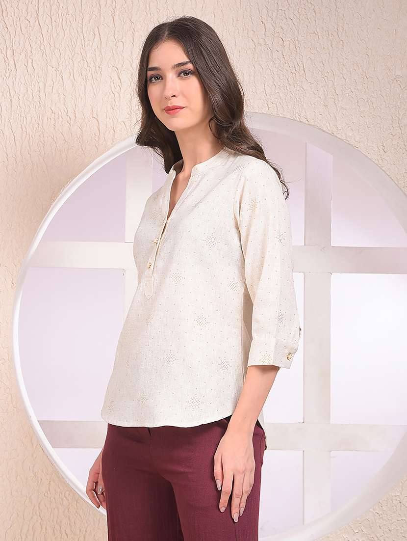 women embellished three quarter sleeve regular top - 22075433 - Standard Image - 2