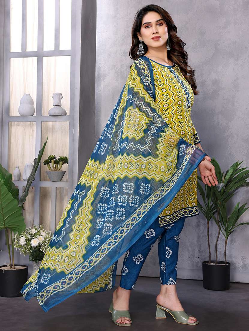 women printed unstitched suit set - 22075575 - Standard Image - 2
