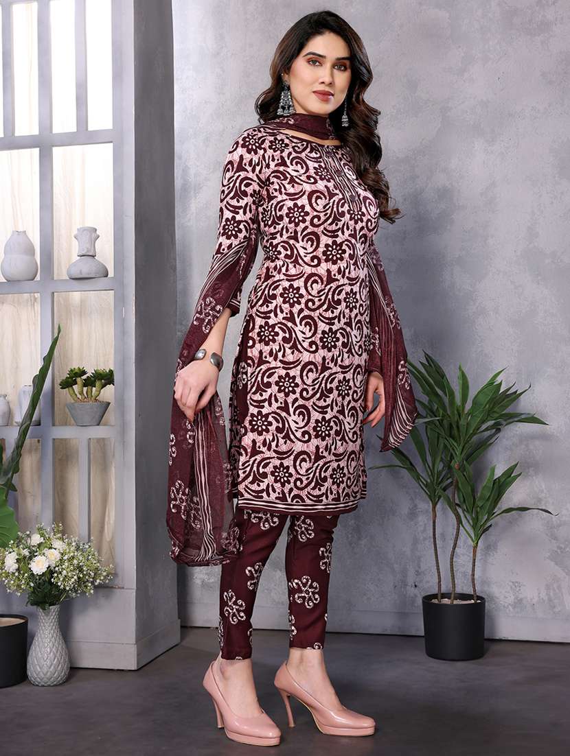 women printed unstitched suit set - 22075580 - Standard Image - 2