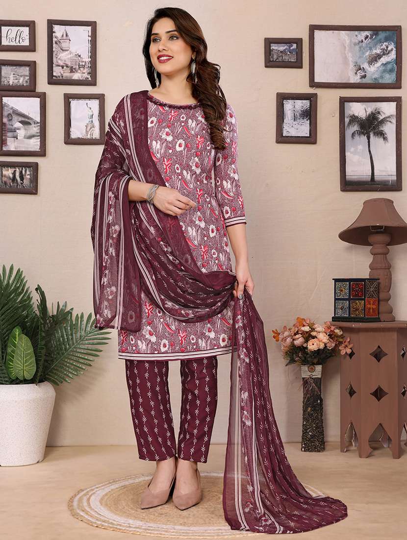 women floral printed unstitched suit set - 22075588 - Standard Image - 2