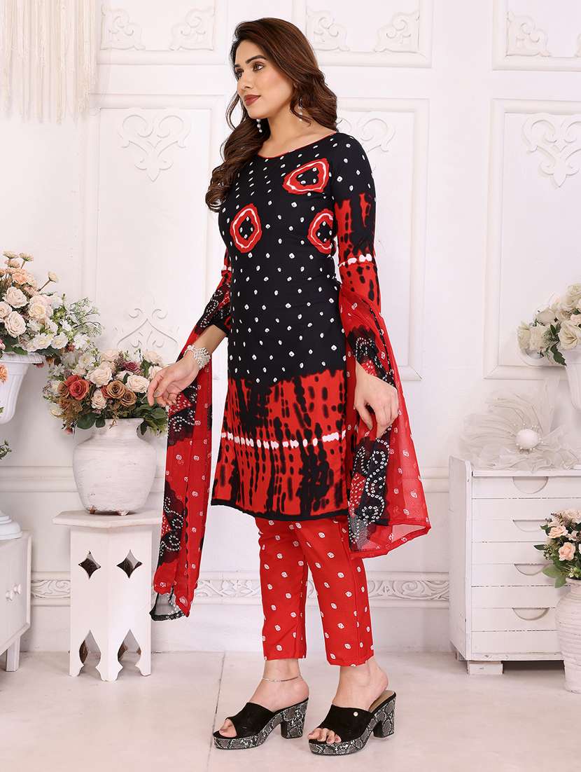 women bandhani printed unstitched suit set - 22075608 -  Standard Image - 2