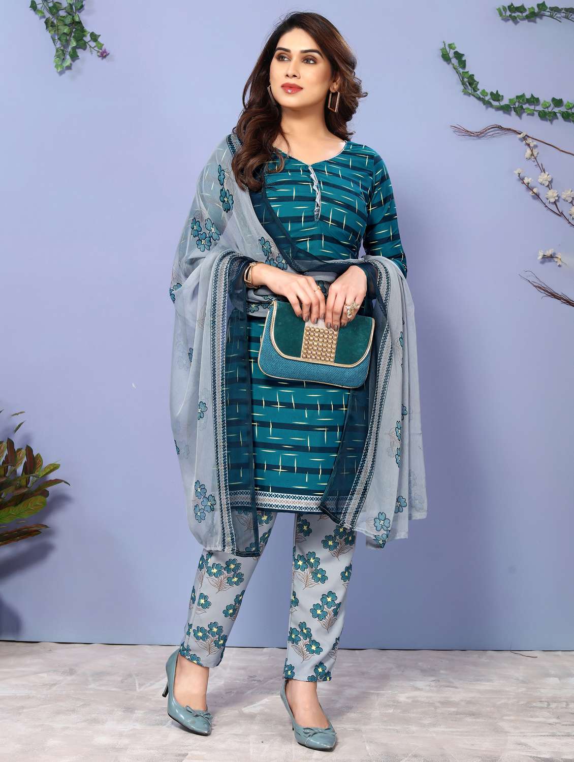 women printed unstitched suit set - 22075617 - Standard Image - 2