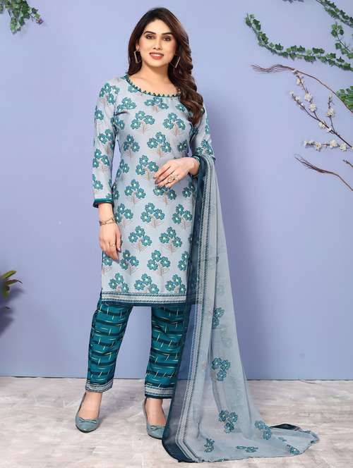 women floral printed unstitched suit set - 22075618 - Standard Image - 0
