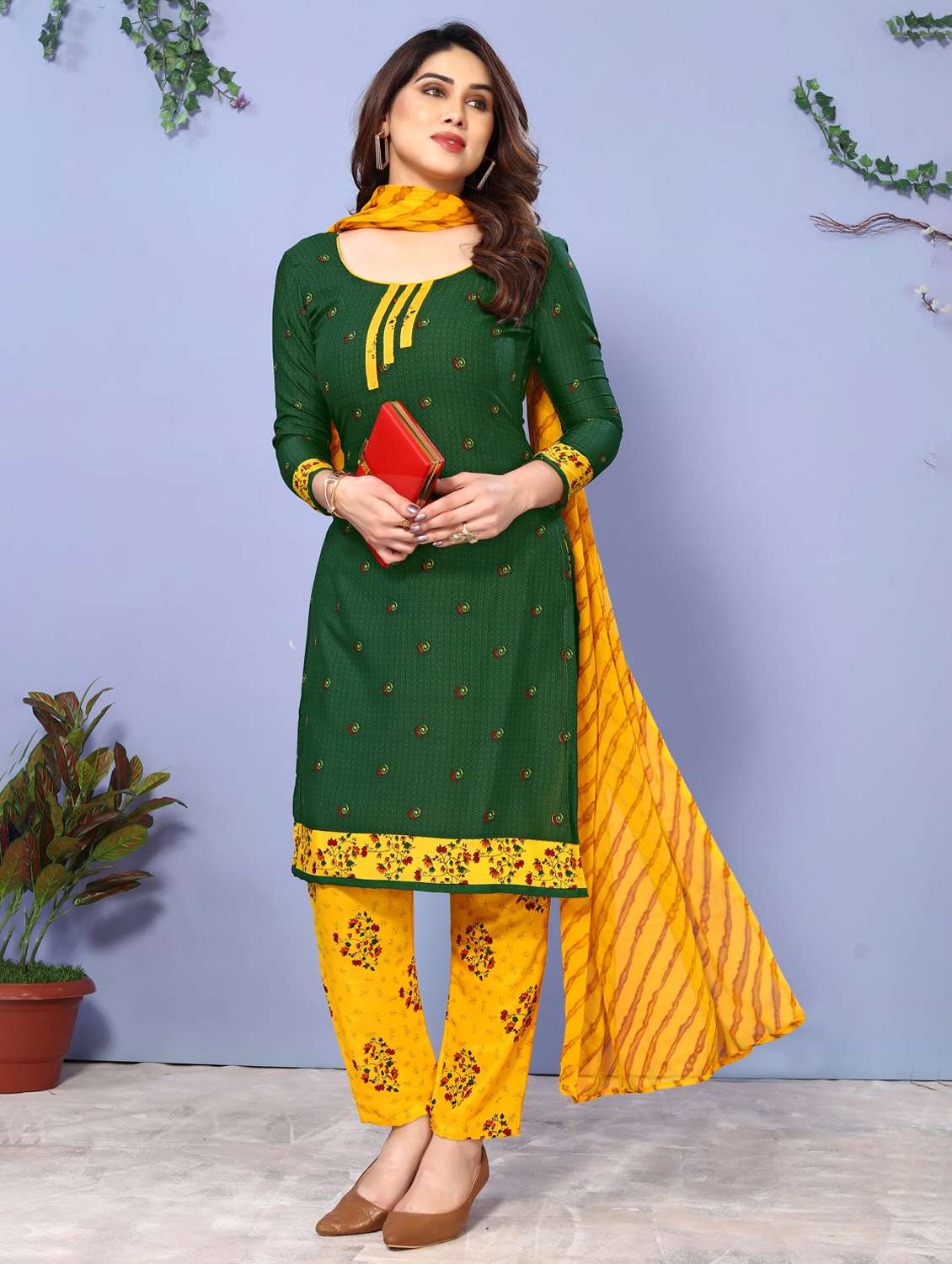 women printed unstitched suit set - 22075621 - Standard Image - 2