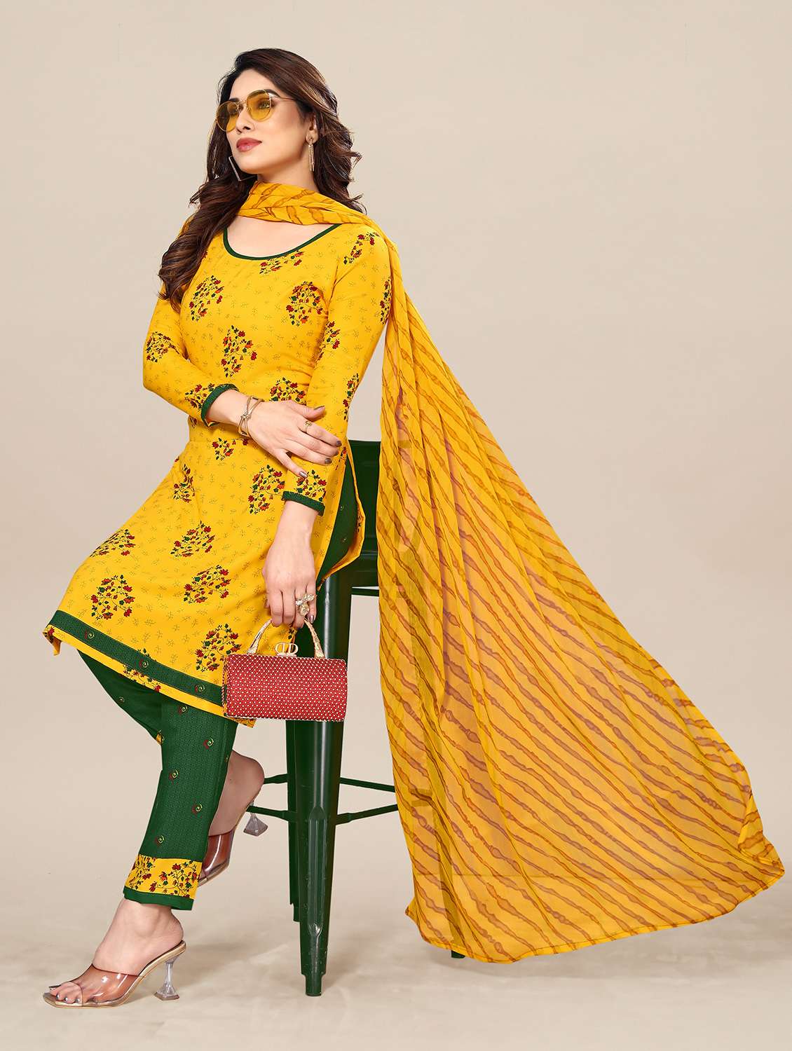 women floral printed unstitched suit set - 22075724 - Standard Image - 2