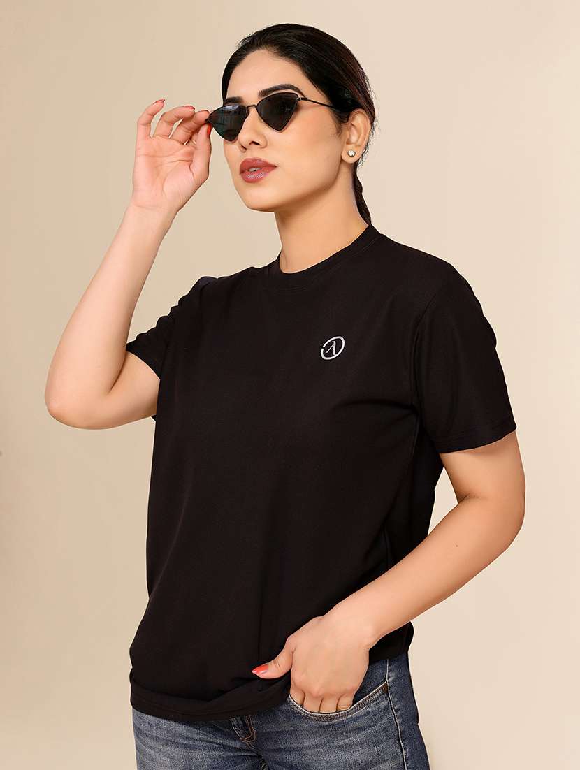 women solid short sleeves plain t-shirt
