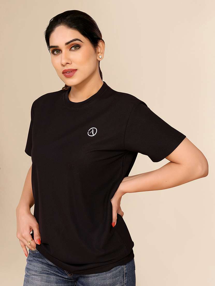 women solid short sleeves plain t-shirt - 22075816 - Standard Image - 2