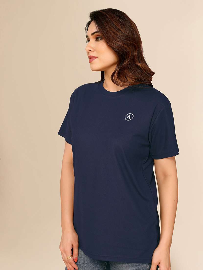 women solid short sleeves plain t-shirt - 22075817 - Standard Image - 2