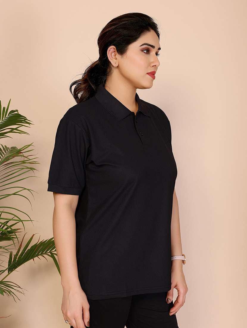 women solid short sleeves polo t-shirt - 22075819 -  Standard Image - 2